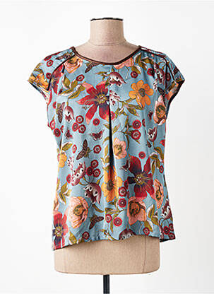 Top coupe fluide manches courtes bleu VOODOO femme