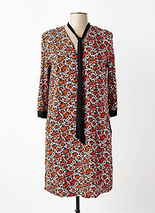 Robe mi-longue coupe fluide manches longues orange VOODOO femme