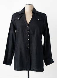Tunique manches longues col chemisier noir QUATTRO femme