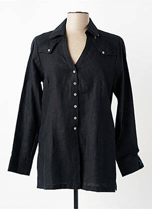 Tunique manches longues col chemisier noir QUATTRO femme