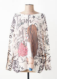 Pull col bateau manches longues beige QUATTRO femme