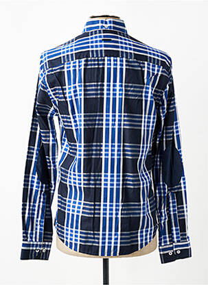 Chemise manches longues imprimé écossais bleu IZAC homme