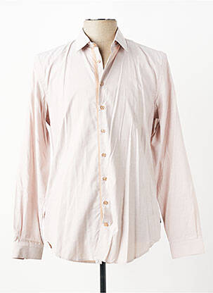 Chemise manches longues coupe cintrée beige IZAC homme