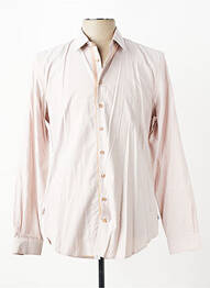 Chemise manches longues coupe cintrée beige IZAC homme