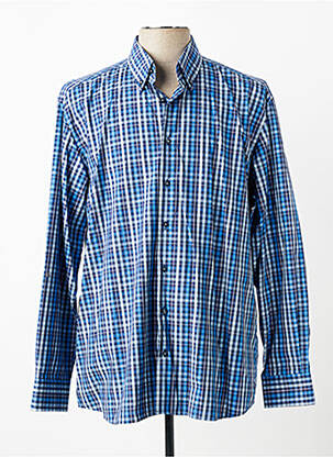 Chemise manches longues imprimé écossais bleu ETERNA homme