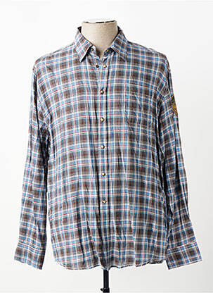 Chemise manches longues imprimé écossais bleu KITARO homme