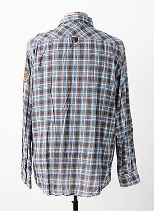 Chemise manches longues imprimé écossais bleu KITARO homme