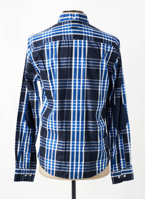 Chemise manches longues imprimé écossais bleu IZAC homme