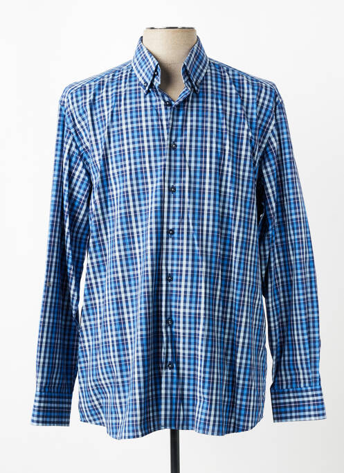 Chemise manches longues imprimé écossais bleu ETERNA homme
