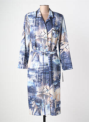 Robe mi-longue imprimé fantaisie manches longues bleu GUY DUBOUIS femme