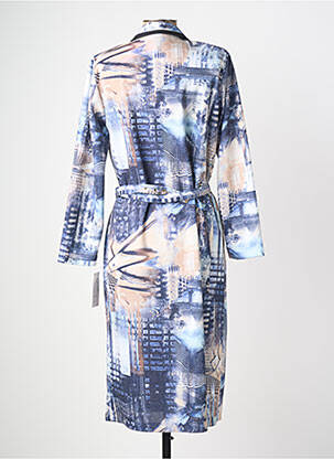 Robe mi-longue imprimé fantaisie manches longues bleu GUY DUBOUIS femme