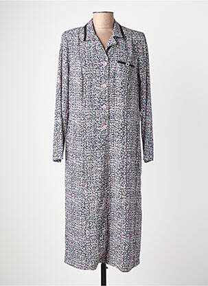 Robe mi-longue imprimé fantaisie manches longues bleu JUMFIL femme