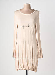 Robe mi-longue manches longues manches longues beige ELISA CAVALETTI femme