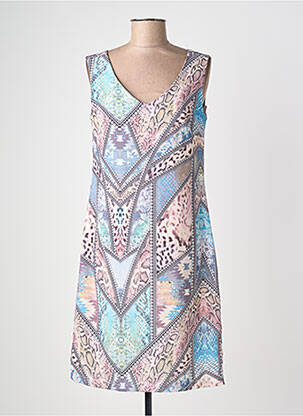 Robe mi-longue imprimé fantaisie sans manche bleu JUMFIL femme