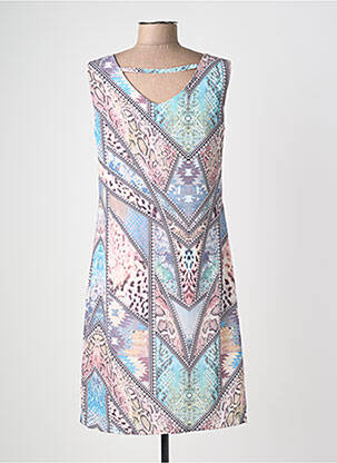 Robe mi-longue imprimé fantaisie sans manche bleu JUMFIL femme