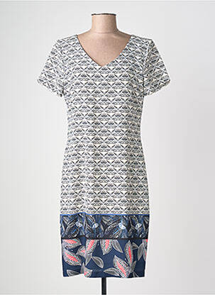 Robe mi-longue tissage crêpe manches courtes blanc JUMFIL femme