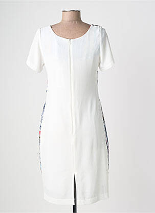 Robe mi-longue imprimé fantaisie manches courtes blanc QUATTRO femme