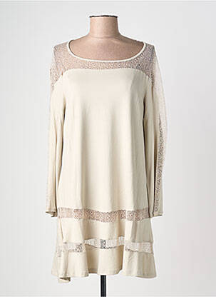 Tunique manches longues col rond beige LAUREN VIDAL femme