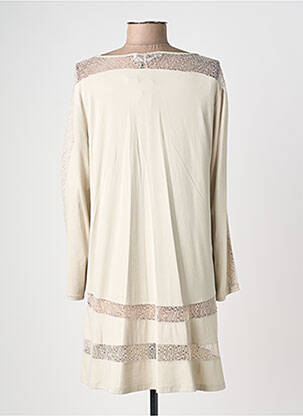 Tunique manches longues col rond beige LAUREN VIDAL femme