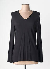 Pull finition bords-côtes manches longues noir JUMFIL femme