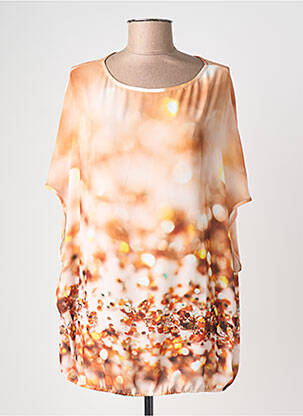 Top imprimé fantaisie manches courtes orange QUATTRO femme