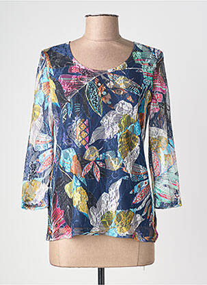 T-shirt imprimé fantaisie manches 3/4 bleu JUMFIL femme