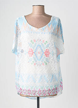 T-shirt imprimé fantaisie manches courtes bleu C.MISSARO femme
