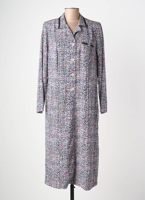 Robe mi-longue imprimé fantaisie manches longues bleu JUMFIL femme
