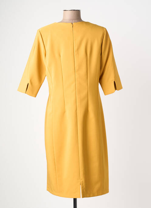 Robe mi-longue fermeture zippée au dos manches courtes jaune JUMFIL femme