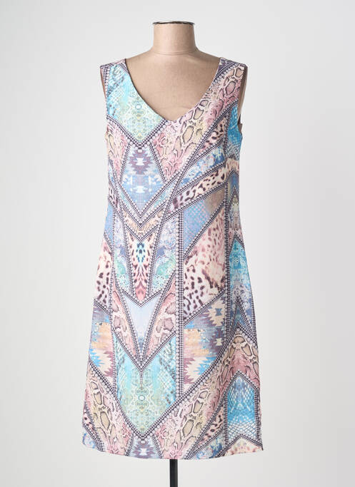 Robe mi-longue imprimé fantaisie sans manche bleu JUMFIL femme