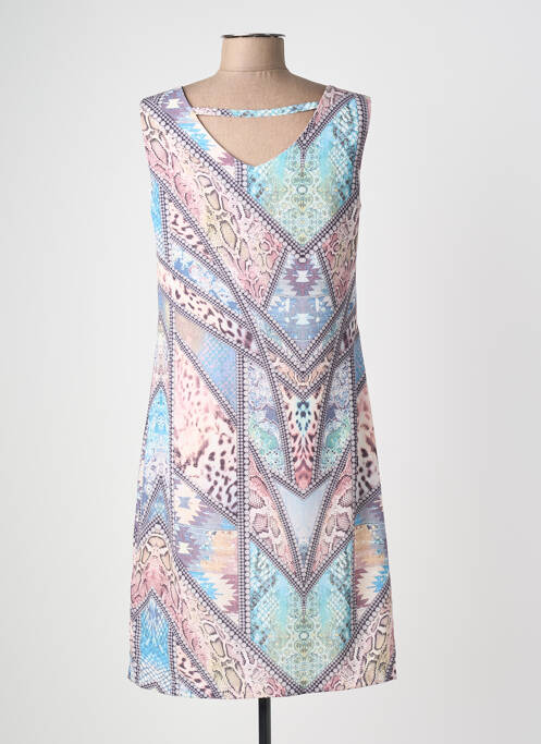 Robe mi-longue imprimé fantaisie sans manche bleu JUMFIL femme