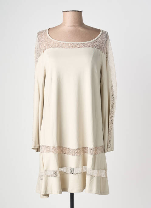 Tunique manches longues col rond beige LAUREN VIDAL femme