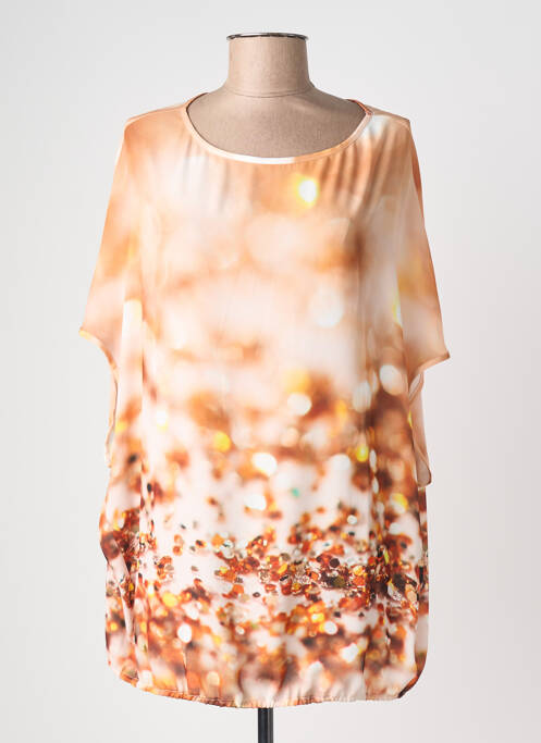 Top imprimé fantaisie manches courtes orange QUATTRO femme