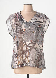 Tunique manches courtes col v beige QUATTRO femme