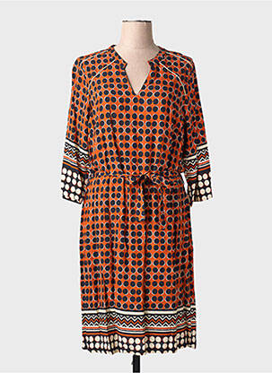 Robe mi-longue manches 3/4 manches 3/4 orange FRED SABATIER femme