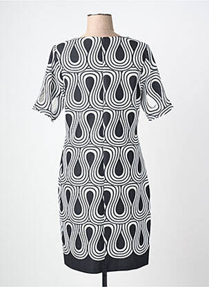Robe mi-longue imprimé fantaisie manches courtes noir GUY DUBOUIS femme