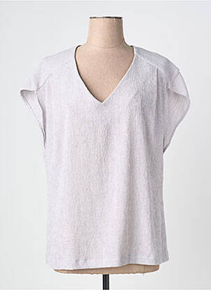 Top stretch manches courtes gris QUATTRO femme