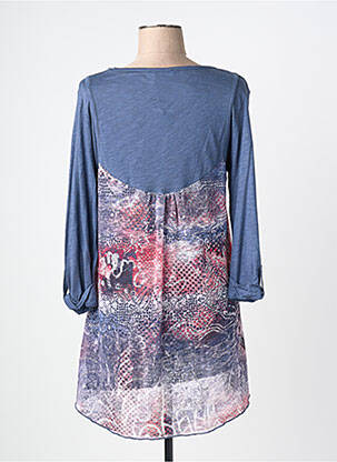 Tunique manches longues imprimé fantaisie bleu BAGORAZ femme