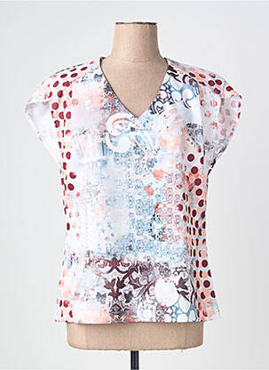 Top tissage crêpe manches courtes blanc QUATTRO femme