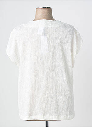 Top tissage crêpe manches courtes blanc QUATTRO femme