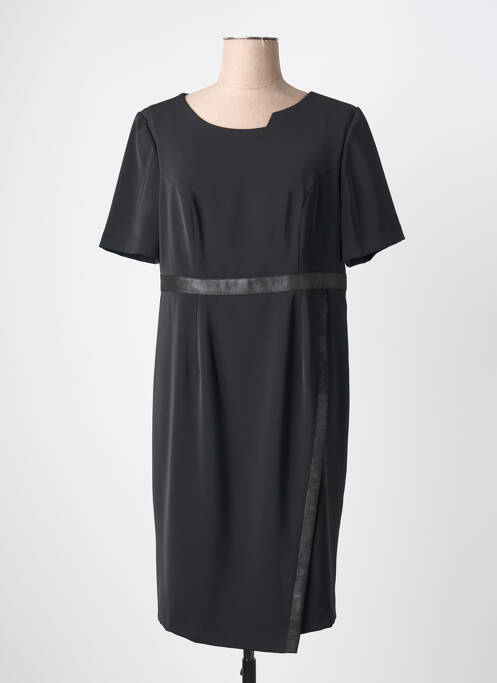 Robe mi-longue fermeture zippée au dos manches courtes noir JUMFIL femme
