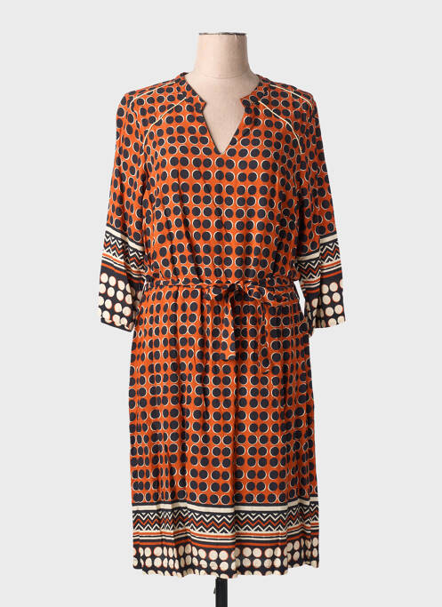 Robe mi-longue manches 3/4 manches 3/4 orange FRED SABATIER femme