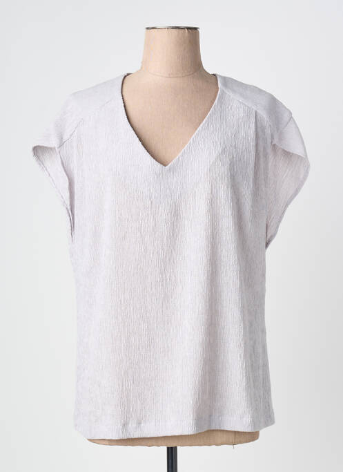 Top stretch manches courtes gris QUATTRO femme