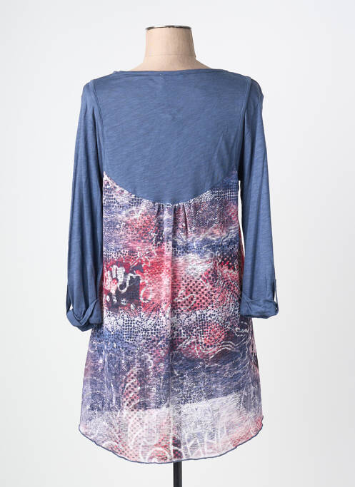 Tunique manches longues imprimé fantaisie bleu BAGORAZ femme