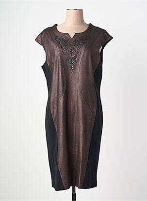 Robe mi-longue manches courtes manches courtes marron JUMFIL femme