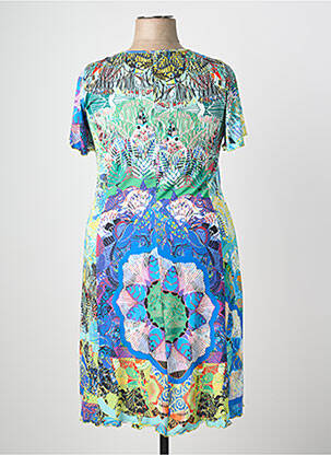 Robe mi-longue imprimé fantaisie manches courtes bleu JUMFIL femme