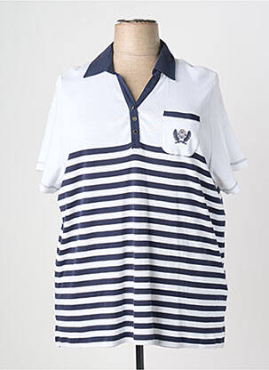 Polo imprimé rayures manches courtes blanc JUMFIL femme