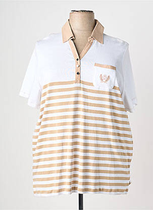 Polo imprimé rayures manches courtes beige JUMFIL femme