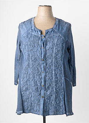 Tunique manches longues fermeture boutonnée sur le devant bleu JUMFIL femme