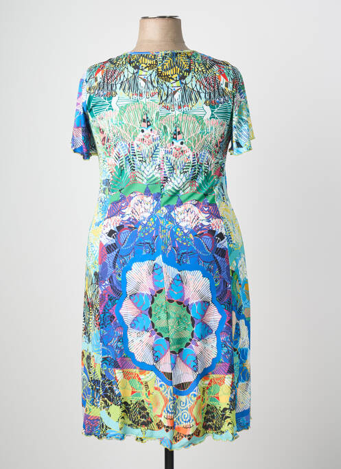 Robe mi-longue imprimé fantaisie manches courtes bleu JUMFIL femme
